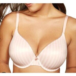 Victorias Secret 40DD Bra Light Pink White Striped Padded Molded Underwire